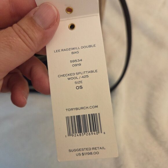 Tory Burch Lee Radziwill Double Envelope bag, navy and red tweed - Picture 8 of 9